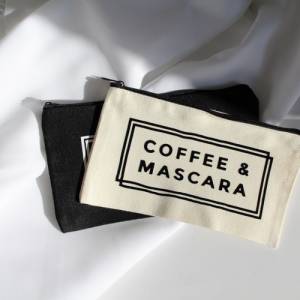 Kosemtiktasche aus Baumwolle | Schminktasche | OB Tasche | Coffee & Mascara Bild 1