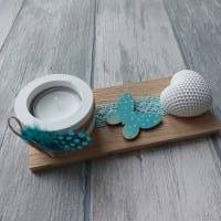 Teelichthalter mit Holzdeko und Herz Bild 1