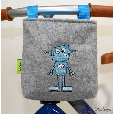 Lenkertasche "Roboter" aus Filz, personalisierbar