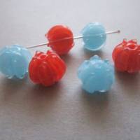 10x handgemachte Murano Perlen Tulpen 11 mm x 13 mm Hellblau/ Koralle zur Auswahl Bild 1