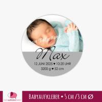Babyaufkleber zur Geburt | personalisierbar mit Babyfoto und Geburtsdaten Bild 1
