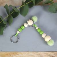 Schlüsselanhänger Taschenanhänger Holzperlen grün natur #3 Bild 2