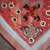 Geschenk zum Valentinstag ICH LIEBE DICH abstrakt gestaltetes Herz aus Holz mit Acrylfarbe im Shabby-Stil bemalt Bild 4