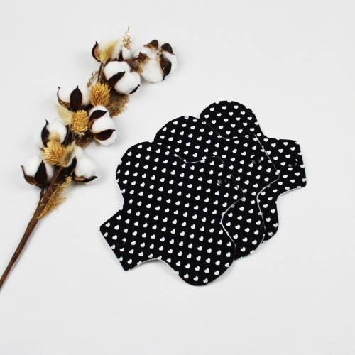 Slipeinlage Stoffbinde Schwarz Herz  Baumwolle Molton waschbar nachhaltig zerowaste