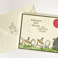 Geburtstagskarte Karte Glückwunschkarte Eier, Huhn Stampin'up Handgefertigt UniKart Bild 1