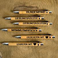 Kugelschreiber aus Bambus - mit Folie beschriftet - kleines Geschenk, persönliche Aufmerksamkeit - verschiedene Texte Bild 1