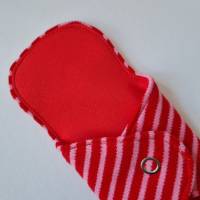 Waschbare Damenbinden, dreilagig - Einzeln - in rot-rosa "Streifen" - von he-ART by helen hesse Bild 1