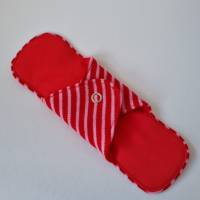Waschbare Damenbinden, dreilagig - Einzeln - in rot-rosa "Streifen" - von he-ART by helen hesse Bild 2