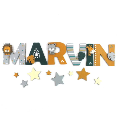 Holzbuchstaben Kinderzimmer mit Tieren – Dschungel- & Waldtiere – personalisierbar, individualisierbar