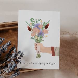 Geburtstagskarte Blumenstrauß Postkarte - Glückwünsche zum Geburtstag - Postkarte Geburtstagsgrüße Bild 3