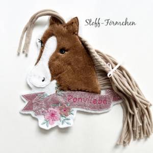 Große Pony-Applikation mit Banner „Ponyliebe“ Bild 1