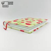 Notizbuch, Erdbeeren, DIN A5, 150 Blatt, handgefertigt, grün Bild 3