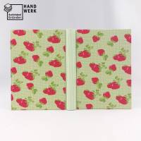 Notizbuch, Erdbeeren, DIN A5, 150 Blatt, handgefertigt, grün Bild 4