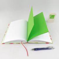 Notizbuch, Erdbeeren, DIN A5, 150 Blatt, handgefertigt, grün Bild 5