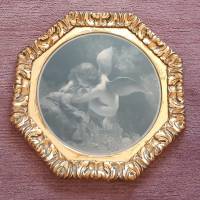 Eros/Amor/Cupido im achteckigen, goldfarbenen Stuckrahmen Bild 7