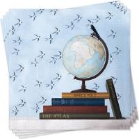 20 Lunchservietten Globus, Weltkugel auf Buchstapel vor Schwalben, von Rannenberg und Friends Bild 1
