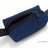 Schlüsselanhänger Minitasche dunkelblau mit Reißverschluß schwarz, Kosmetik Kleingeld Kopfhörer, by BuntMixxDESIGN Bild 2