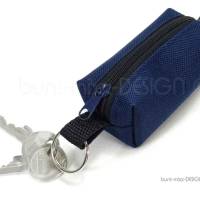 Schlüsselanhänger Minitasche dunkelblau mit Reißverschluß schwarz, Kosmetik Kleingeld Kopfhörer, by BuntMixxDESIGN Bild 7