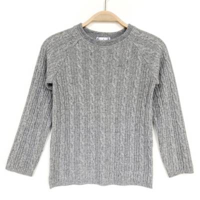 Kinderpullover mit Zopfmuster Größe 110/116 grau Kaschmir Seide / Upcycling Kaschmirpullover für Kinder