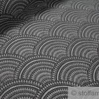 Stoff Polyester Baumwolle Gobelin Welle schwarz silber Japan Muster Seigaiha Bild 1