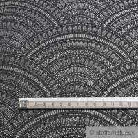 Stoff Polyester Baumwolle Gobelin Welle schwarz silber Japan Muster Seigaiha Bild 2