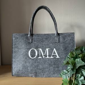 Shopper OMA weiß personalisiert - Einkaufstasche - mit Namen der Enkelkinder Bild 1