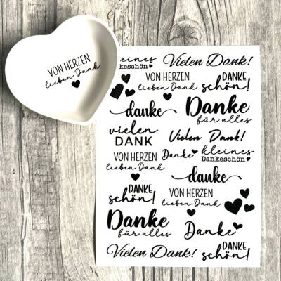 Rub-On I Modern, RANDLOS, DANKE, A6, schwarz, Rubon, Rub Ons, z.B. f. Raysin / Keraflott, Dankeschön, Vielen Dank