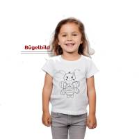 Bügelbild Biene (einfarbig Kontur) für Textilien mit Wunschname - in Wunschfarbe - Ausmalbild T-Shirt für Kinder Bild 2