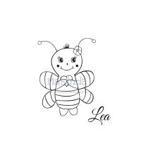 Bügelbild Biene (einfarbig Kontur) für Textilien mit Wunschname - in Wunschfarbe - Ausmalbild T-Shirt für Kinder Bild 4