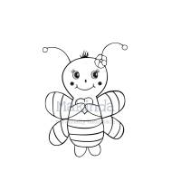 Bügelbild Biene (einfarbig Kontur) für Textilien mit Wunschname - in Wunschfarbe - Ausmalbild T-Shirt für Kinder Bild 8