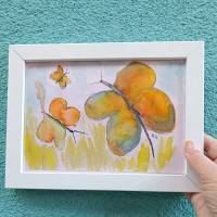 Aquarell original, " Schmetterling", mit Rahmen 18x24cm Bild 2