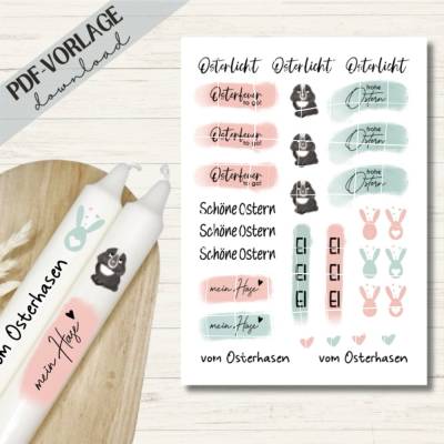 Kerzensticker PDF Datei A4 Ostern | Kerzentattoos Download zum Ausdrucken