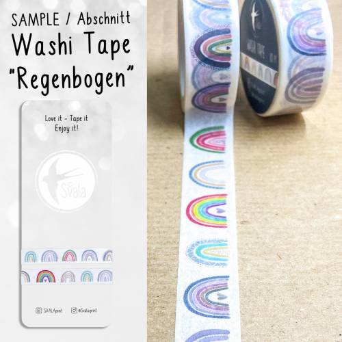 SAMPLE | Muster | Washi Tape | 1,5 cm x 50 cm | Regenbogen| Aufkleber | Bulletjournal | Journal Sticker | Watercolor Sti