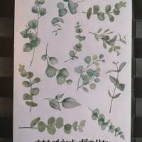 Stickersheet / Stickerbogen Eukalyptus Grünzweige Vollmonde 16 Sticker auf dem Bogen Bild 1