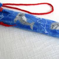 Blockflötentasche gefilzt mit Delfinen Bild 5