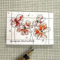Klappkarte *Flora7* von ZWEIFARBIG mit abstrakten Blüten Glückwunschkarte Einzelstück Grußkarte Bild 1