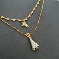 Halsketten Set mit Eiffelturm & Teddybär/ Goldfarbene 3 tgl. Ketten/ Stilmix Ketten/ Mehrfachkette/ Limitierte Auflage Bild 4