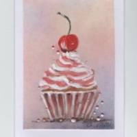 Grußkarte,  Einladung  -  Cupcake  -  handgemalt Bild 1