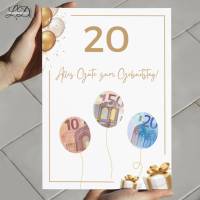 Geldgeschenk 20. Geburtstag A4  | Digitaler Druck | zum selbst Ausdrucken | PDF Bild 2