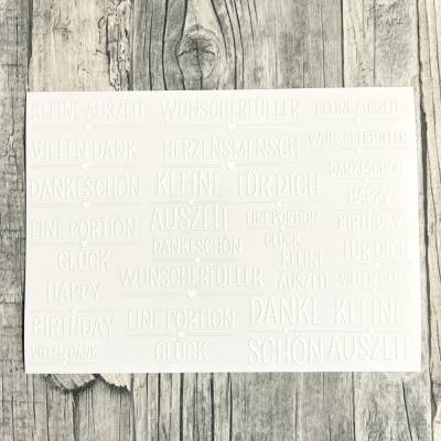 Rub-On I Modern, RANDLOS, KLEINE AUSZEIT, A5, weiß, Rubon, Rub Ons, z.B. f. Raysin / Keraflott, Dankeschön