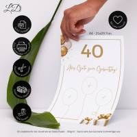 Geldgeschenk 40. Geburtstag A4 | Digitaler Druck | zum selbst Ausdrucken | PDF Bild 3