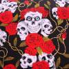 Wendeschal handgemachter kuscheliger Loopschal Schlauchschal „weiße Totenköpfe mit rote Rosen-Fleece“ Skull zum wenden Bild 4
