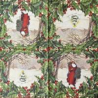 Serviette Weihnachtsmann  und Weihnachtsbaum -1 einzelne Serviette mit 2 verschiedene. Motiven (W1) Bild 1