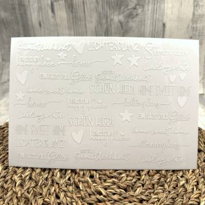 Rub Ons I Rub-On Modern "HAPPY PLACE" A5, weiß, RANDLOS, z.B. f. Raysin / Keraflott, Home sweet Home -