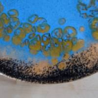 Emaille-Deckeldose mit kupferfarbener Einrahmung. Höhe: 8,5 cm,  Durchmesser: 14,5 cm Bild 6