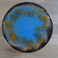 Emaille-Deckeldose mit kupferfarbener Einrahmung. Höhe: 8,5 cm,  Durchmesser: 14,5 cm Bild 7