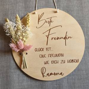 Freundin , Beste Freundin, Geschenk , Dankeschön, mit Trockenblumen , Wandschild , Personalisiert Bild 2