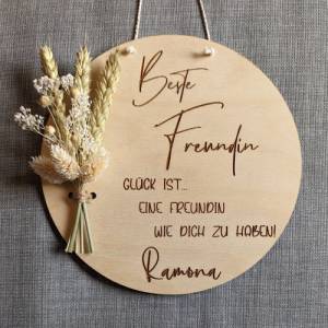 Freundin , Beste Freundin, Geschenk , Dankeschön, mit Trockenblumen , Wandschild , Personalisiert Bild 3