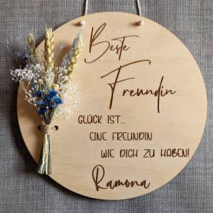 Freundin , Beste Freundin, Geschenk , Dankeschön, mit Trockenblumen , Wandschild , Personalisiert Bild 5