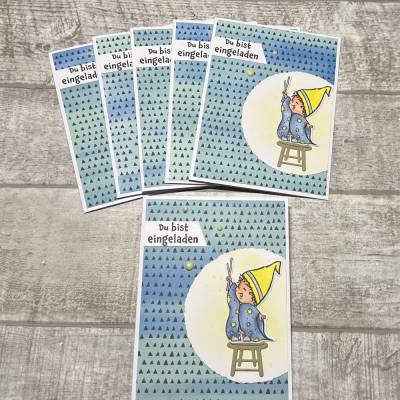 6er Set Einladungskarten für Jungen zum Kindergeburtstag oder anderen Anlässen, „Du bist eingeladen“, Stampin‘ Up!